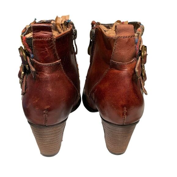 Spring Step L’Artiste Redding Ankle Boot Leather&Fabric Multi-Color Block Heel 7 - Picture 5 of 9